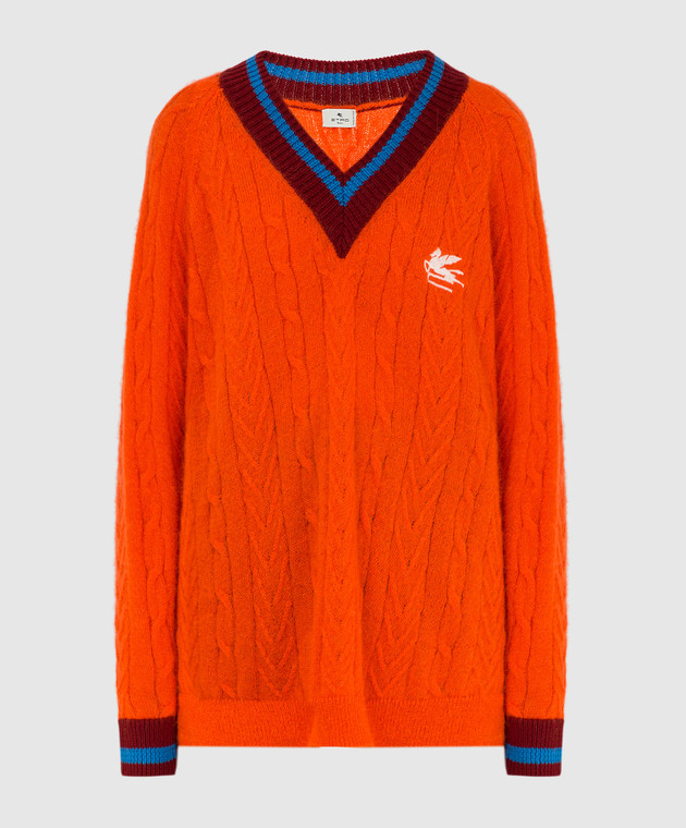 Etro Оранжевый пуловер с контрастными вставками D187369213