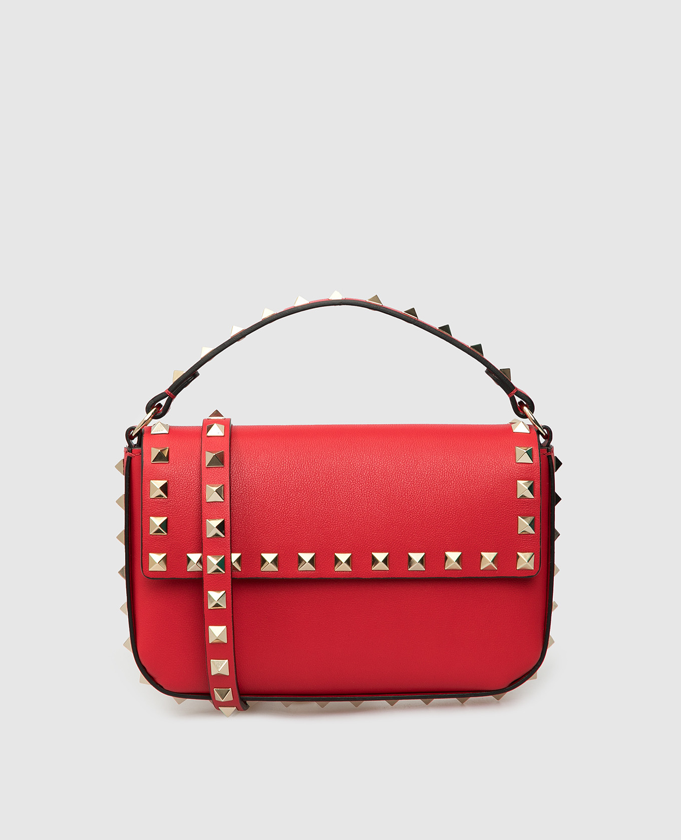 

Красная кожаная сумка Rockstud Valentino, Красный, Сумки