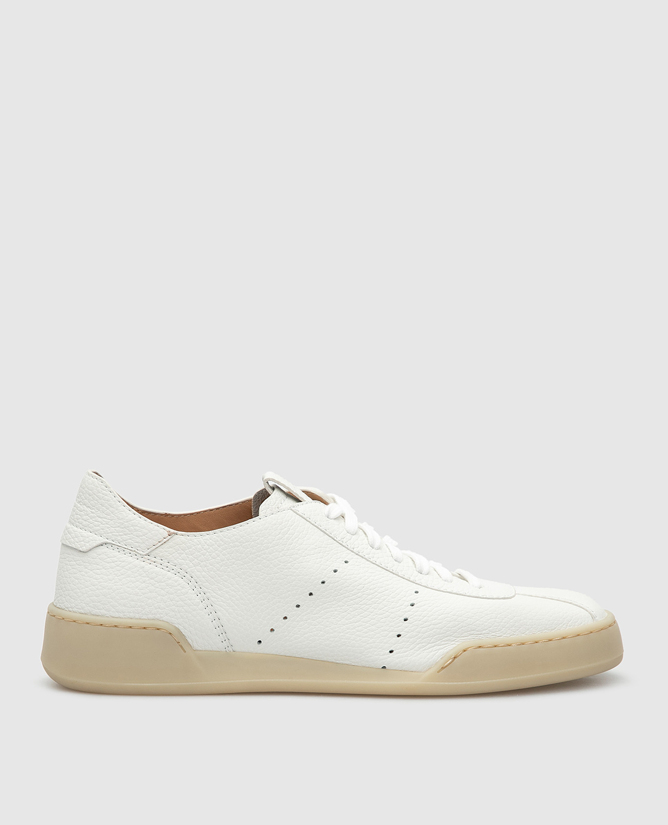 

Белые кожаные сникеры Santoni, Белый, Кроссовки
