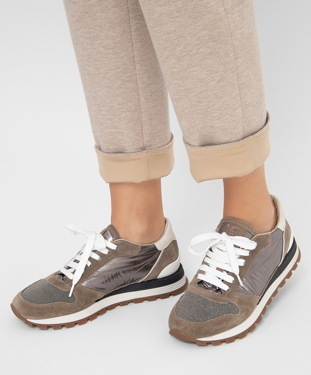 Brunello Cucinelli Темно-бежевые кроссовки MZSFG1851P изображение 2