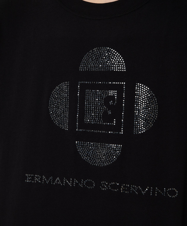 Ermanno Scervino Черная футболка с кристаллами D385L308CTUER изображение 5