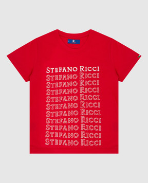 Stefano Ricci Детская красная футболка с принтом логотипа YNH1100390803
