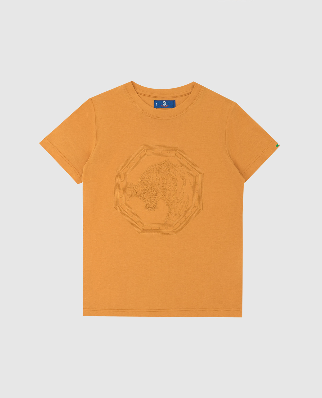 Stefano Ricci Детская оранжевая футболка с вышивкой YNH8200170803