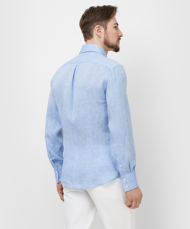 Brunello Cucinelli Світло-синя лляна сорочка MB6081718 зображення 4