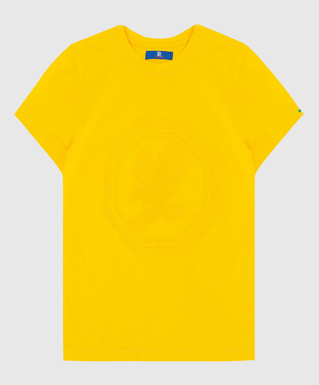 Stefano Ricci Детская желтая футболка с вышивкой эмблемы YNH7400340803