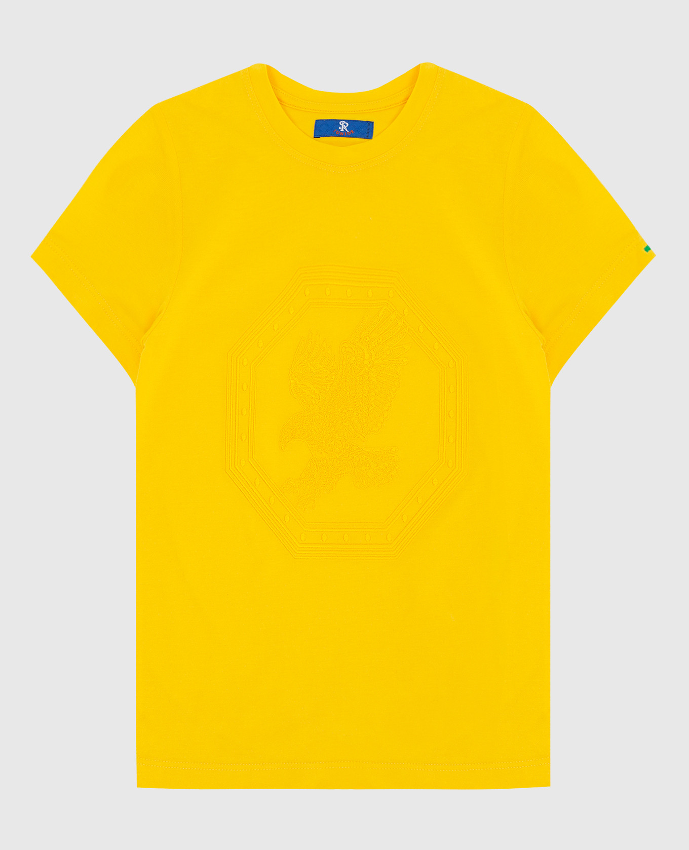 Детская желтая футболка с вышивкой эмблемы