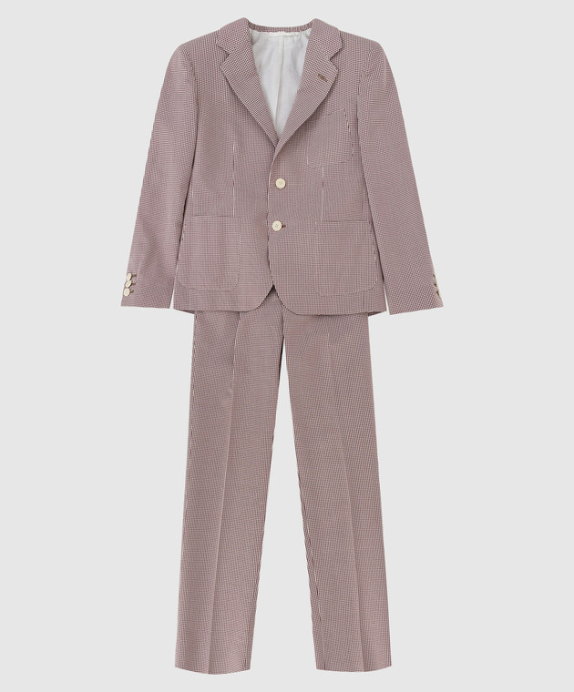 Stefano Ricci Checked silk suit for children Y1SM376900K903