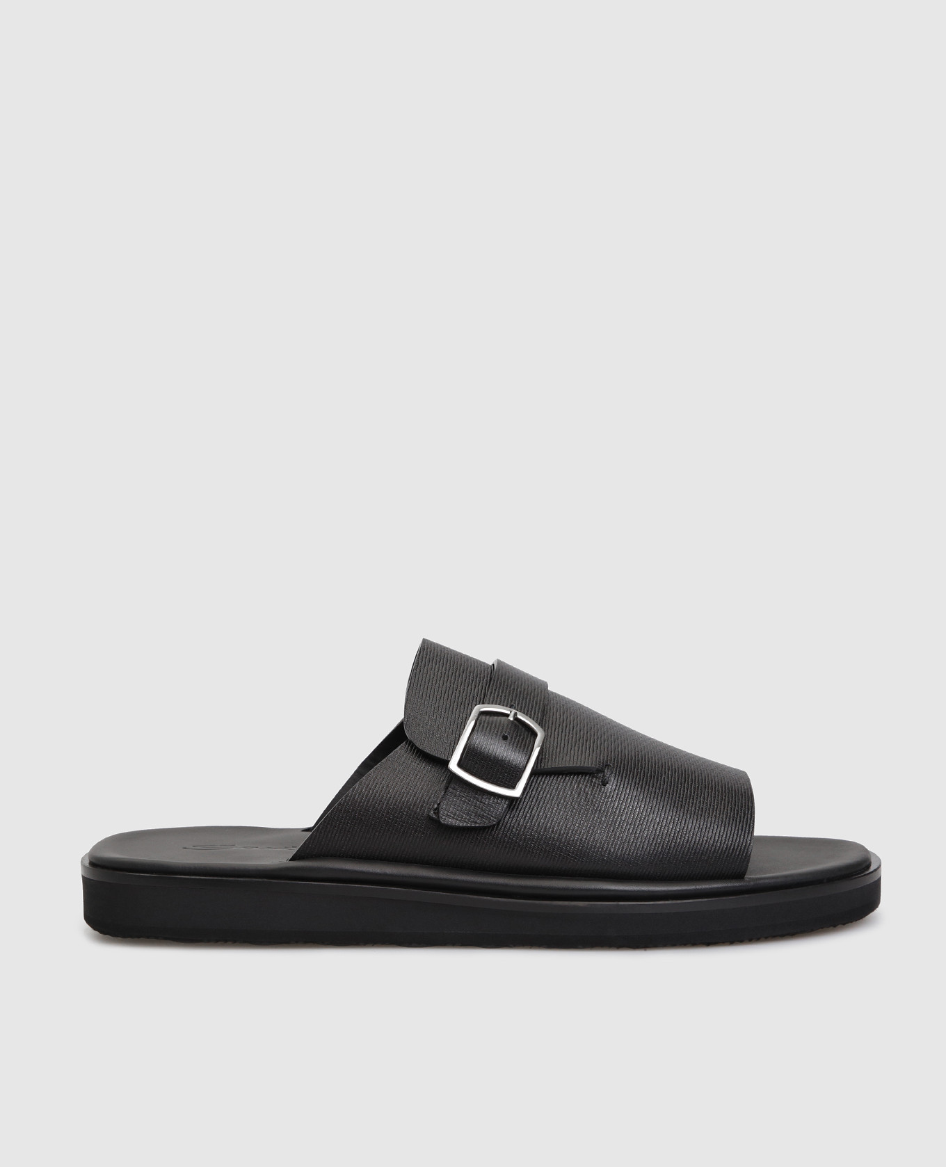 

Черные кожаные шлепанцы Santoni, Черный, Шлепанцы