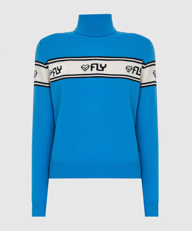 Be Florence Light blue cashmere golf with logo pattern F2110