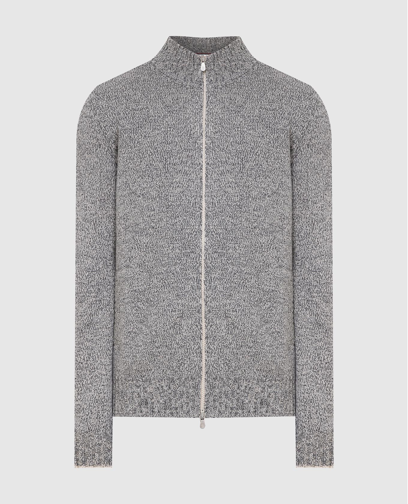 

Меланжевый кардиган из шерсти, кашемира и шелка, Светло-серый, Кардиганы