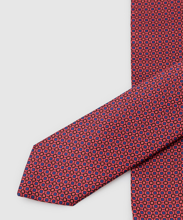 Stefano Ricci Дитячий бордовий шовковий набір з краватки і хустки-паші у візерунок YDH29025 зображення 4