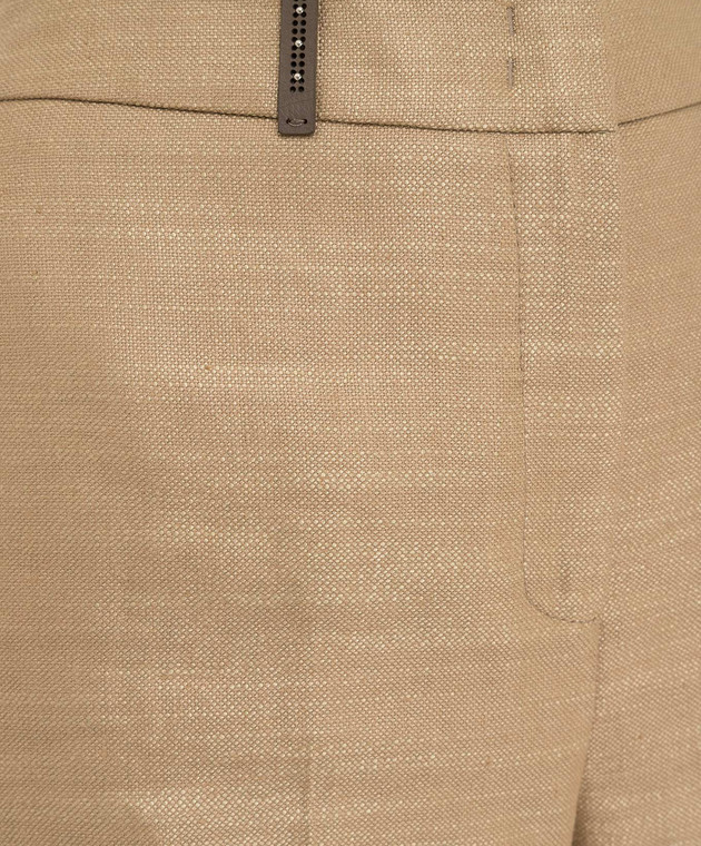 Peserico Бежевые брюки из льна и шелка P0421002125 изображение 5