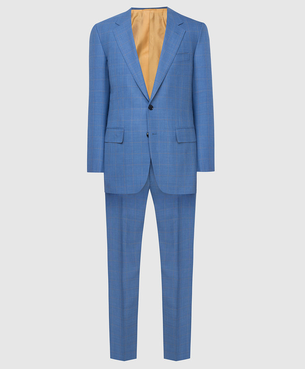 Stefano Ricci Голубой костюм из шерсти и кашемира M5SF432220HC5088