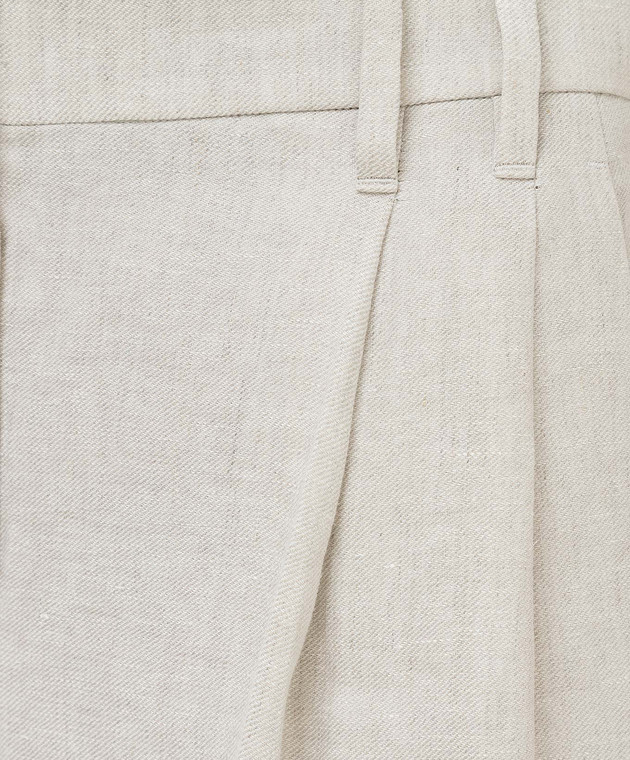 Brunello Cucinelli Светло-серые брюки из льна MH117P7203 изображение 5