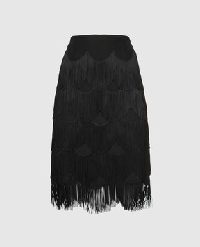 Marc Jacobs Черная юбка из шелка с бахромой M4007189