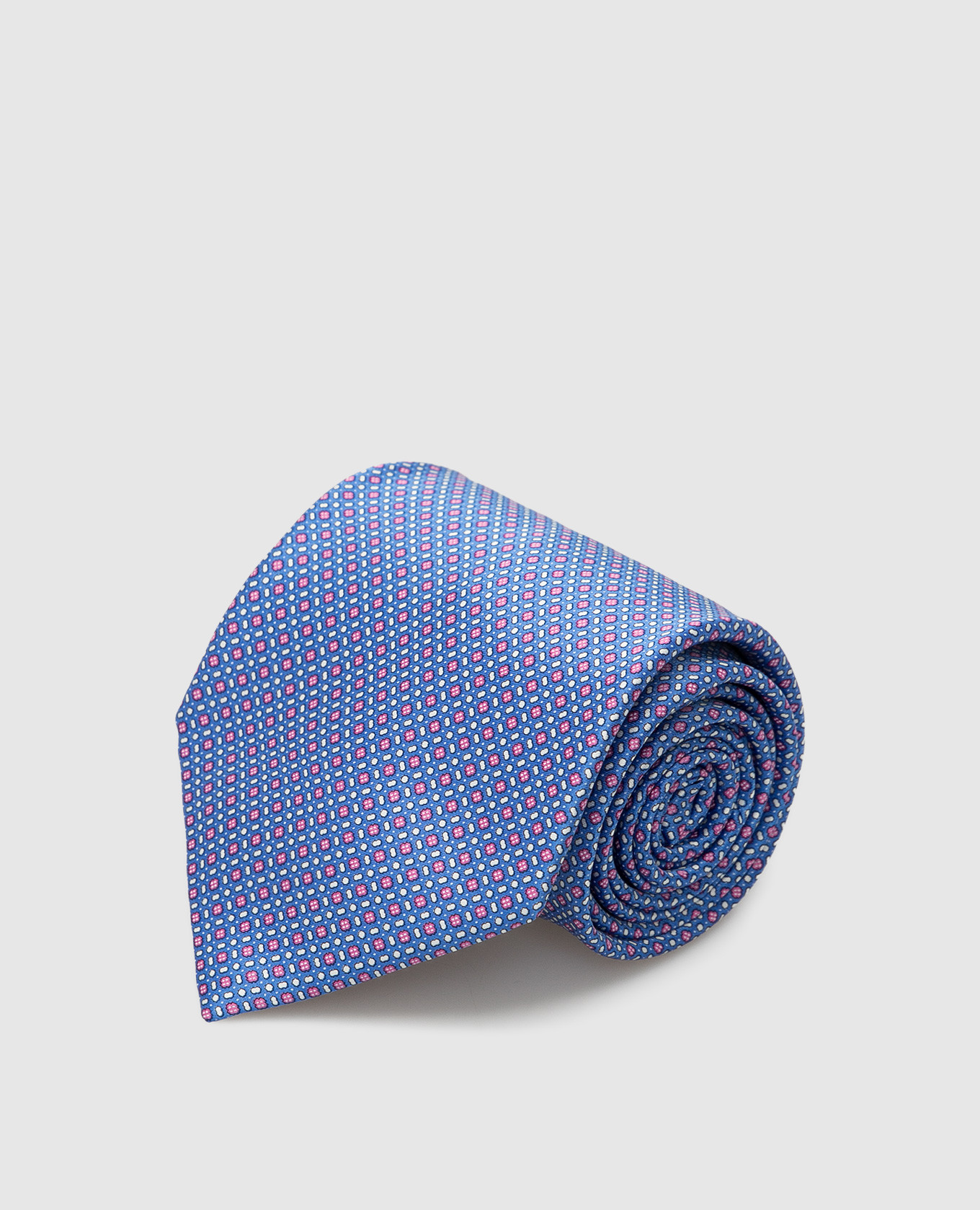 Голубой шелковый галстук в узор