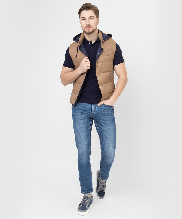 Brunello Cucinelli Темно-синее поло с эмблемой M0T639625G изображение 2