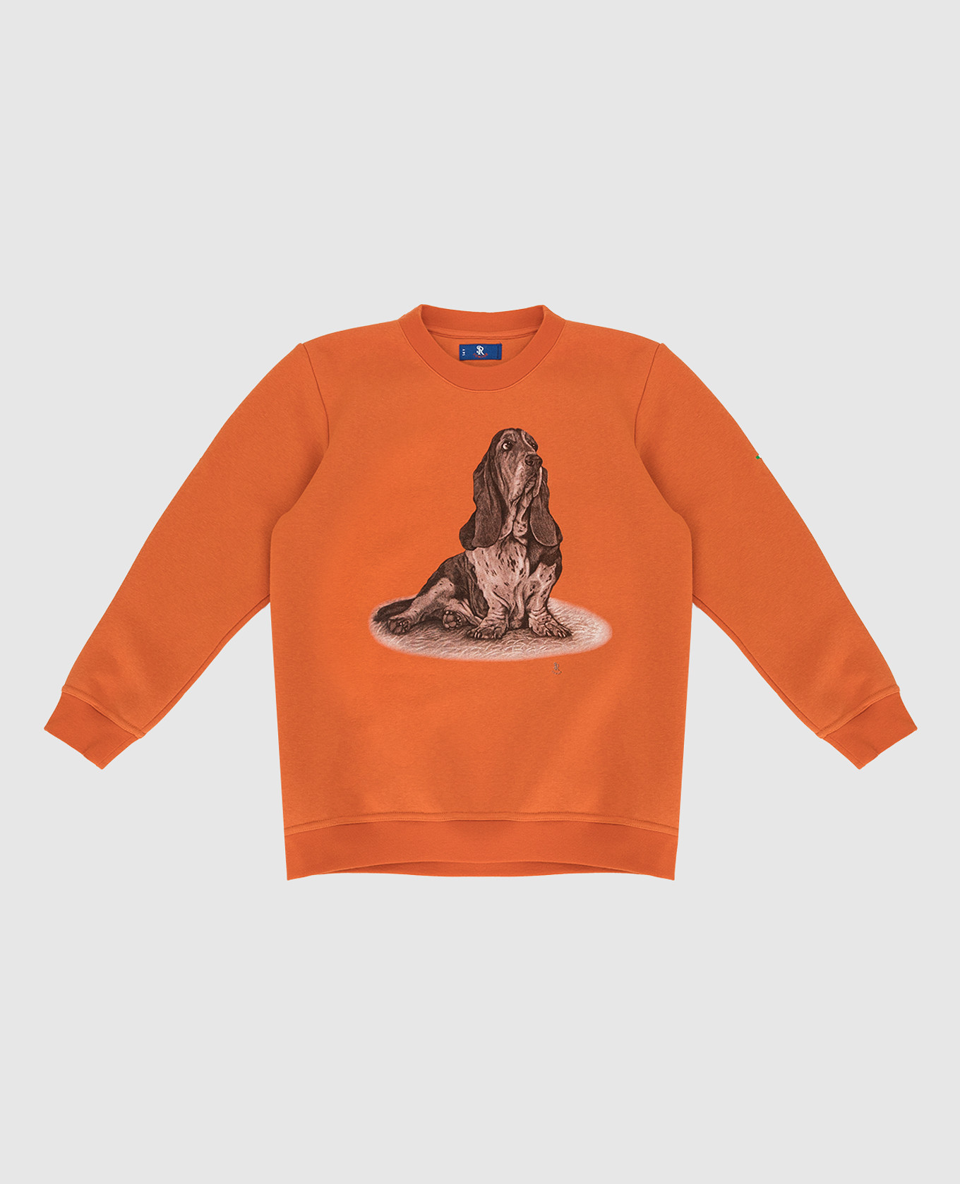 Children's orange t-shirt with emblem embroidery