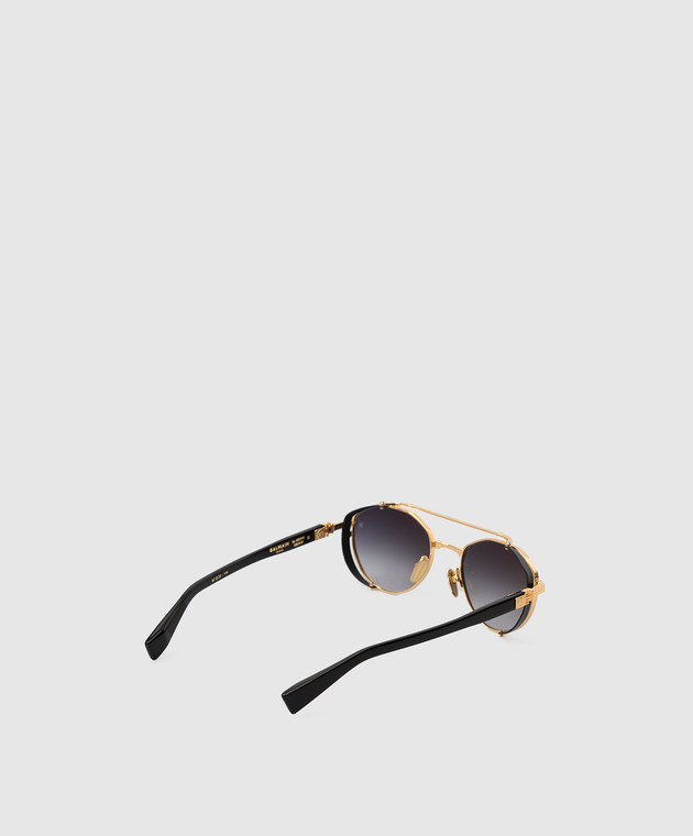 Balmain Золотистые солнцезащитные очки Brigade IV BPS120A52 изображение 5