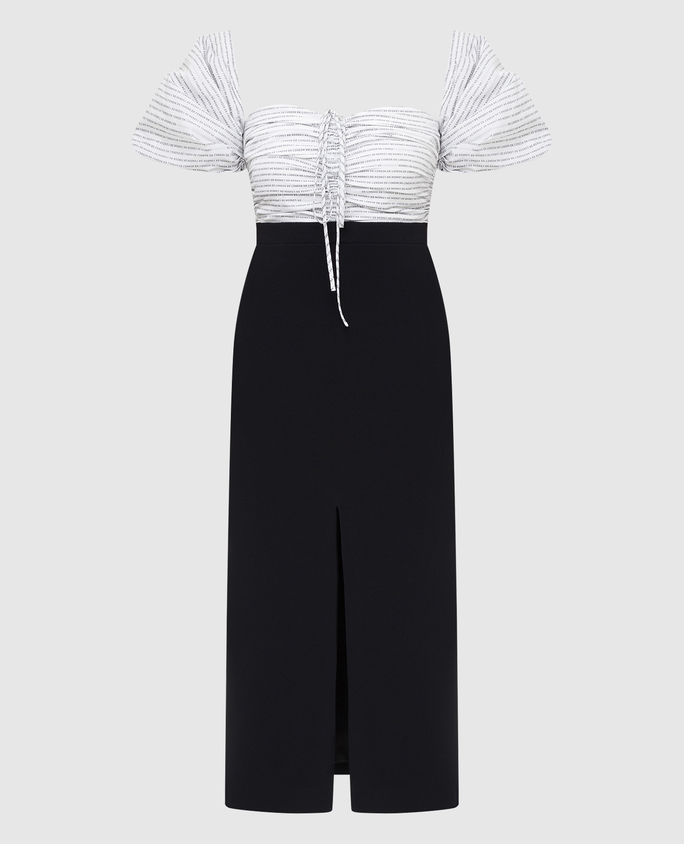 

Платье с монограммой и объемными рукавами David Koma, Черный, Платья Миди