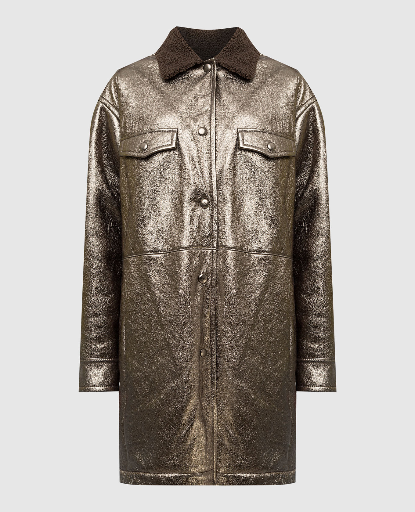 Bronze sheepskin coat with slits