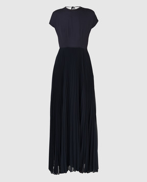 Peserico Темно-синє плаття-плісе з ланцюжками S0215600PA1940