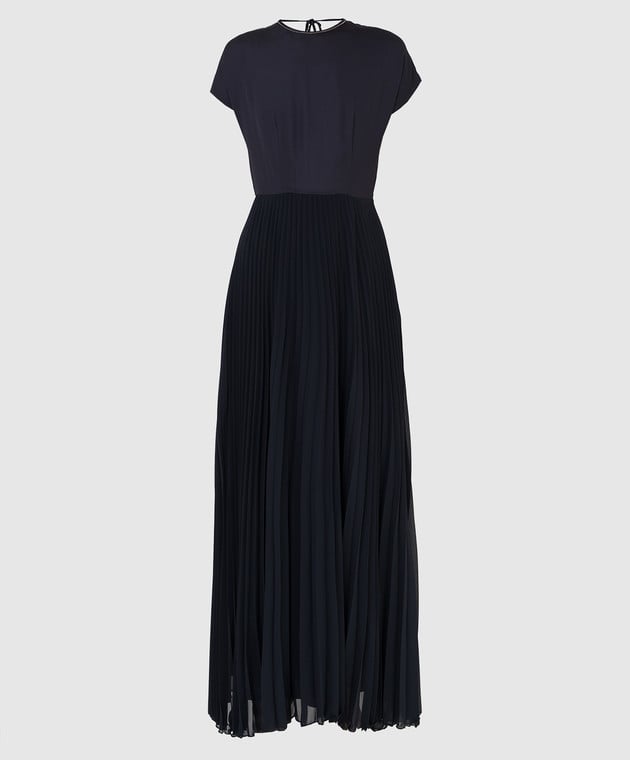 Peserico Темно-синее платье-плиссе с цепочками S0215600PA1940