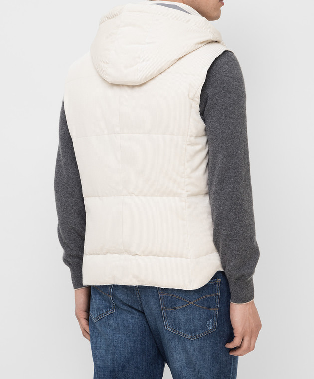 Brunello Cucinelli Светло-бежевый вельветовый пуховый жилет MQ4361162 изображение 4