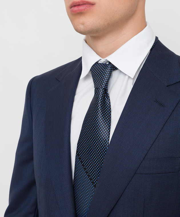 Stefano Ricci Темно-синій шовковий галстук в візерунок патерн CXDD41072 зображення 2