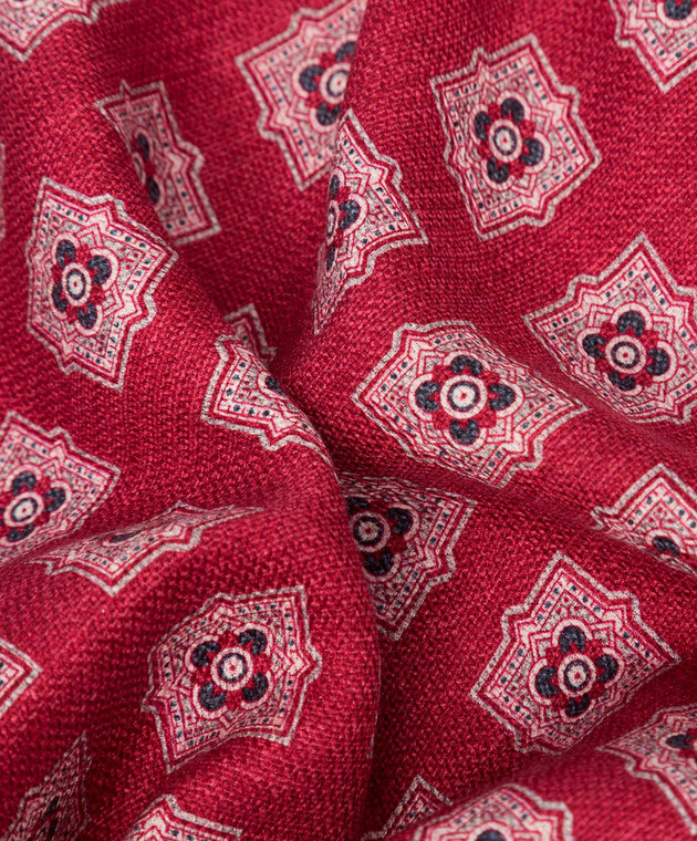 Brunello Cucinelli Бордовый шелковый платок в узор MQ8440091 изображение 5