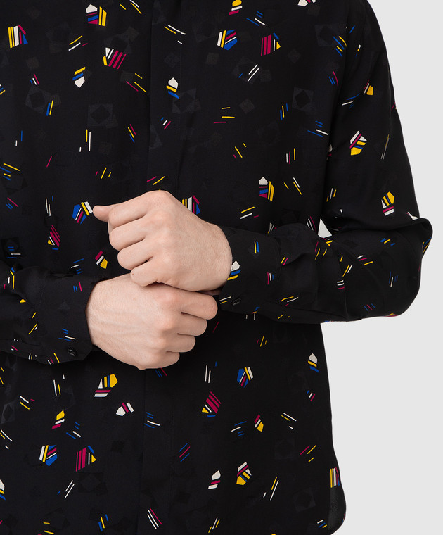 Saint Laurent Шелковая рубашка в контрастный принт 646850Y2D02 изображение 5