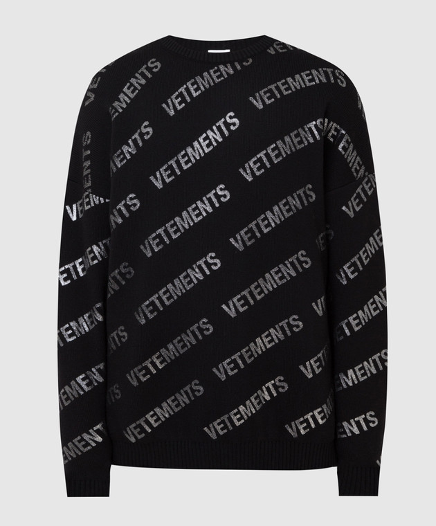 Vetements Чорний светр з вовни мериноса в принт логотипу UA52KN650Bm