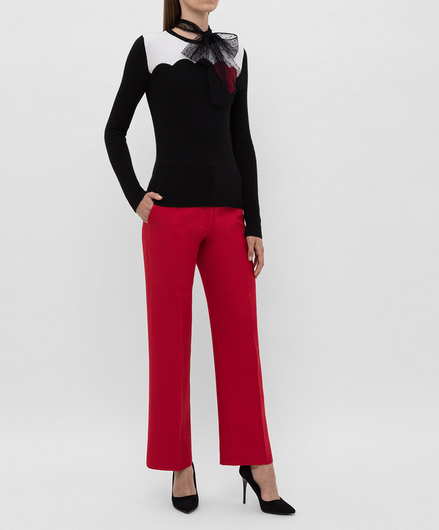 Valentino Червоні штани з вовни і шовку SB3RB3D01CF зображення 2