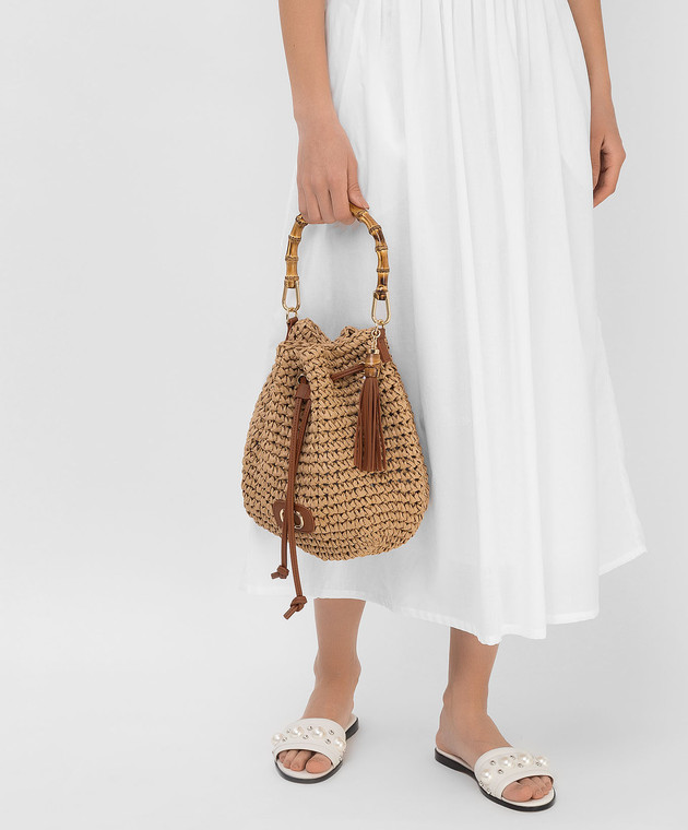 Twinset Плетеная сумка-кисет с бамбуковой ручкой 211TD8241 изображение 2