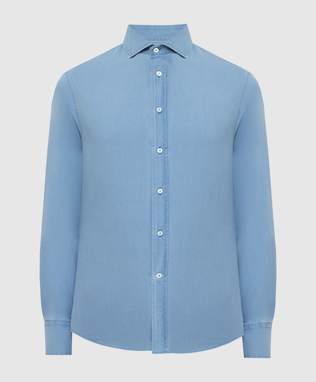 Brunello Cucinelli Голубая рубашка на пуговицах ML6931718