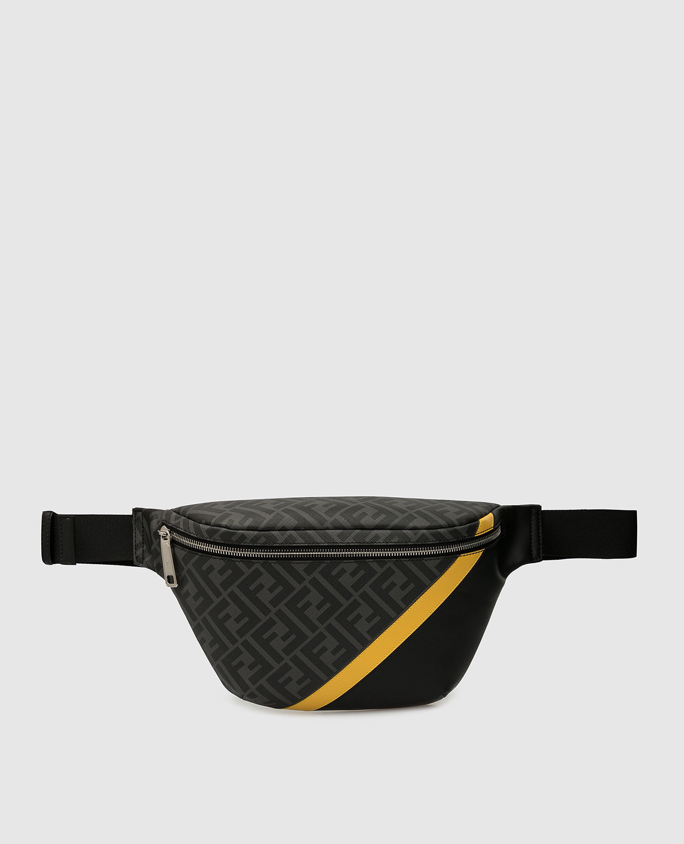 

Поясная сумка с узором FF и кожаными вставками Fendi, Серый, Сумки