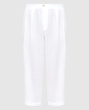 Ermanno Scervino Белые брюки из льна с кристаллами D362P302GYC
