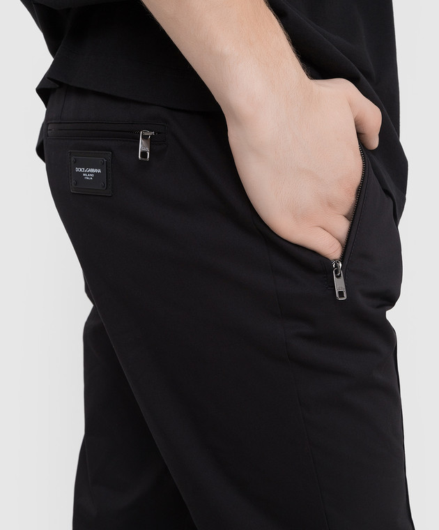 Dolce&Gabbana Черные брюки с логотипом GYACETFUFJR изображение 5