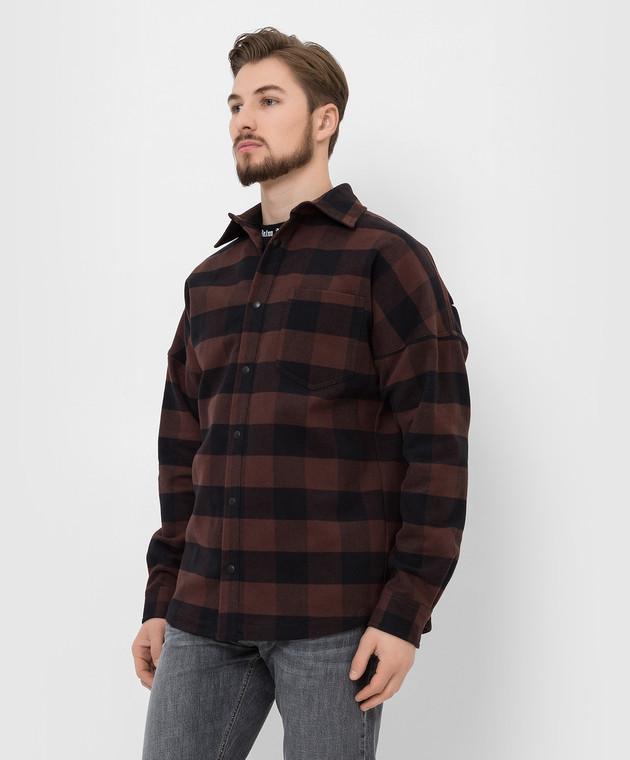 Palm Angels Рубашка в клетку с принтом логотипа PMGA024F21FAB002 изображение 3