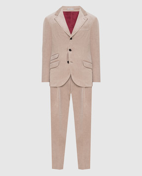 Brunello Cucinelli Светло-бежевый вельветовый костюм MQ435LDWH