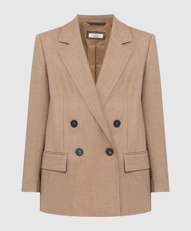 Peserico Beige double-breasted wool jacket S0189702581