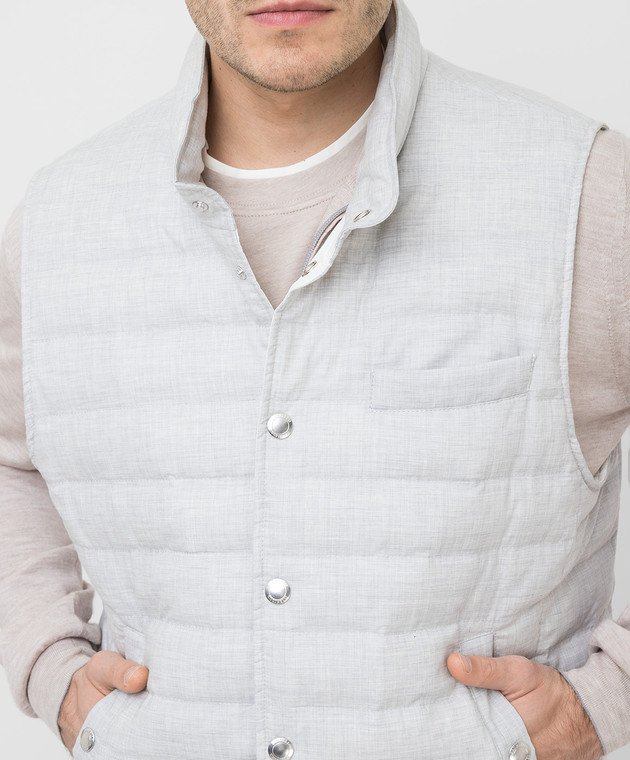 Brunello Cucinelli Светло-серый пуховый жилет M058C1711 изображение 5