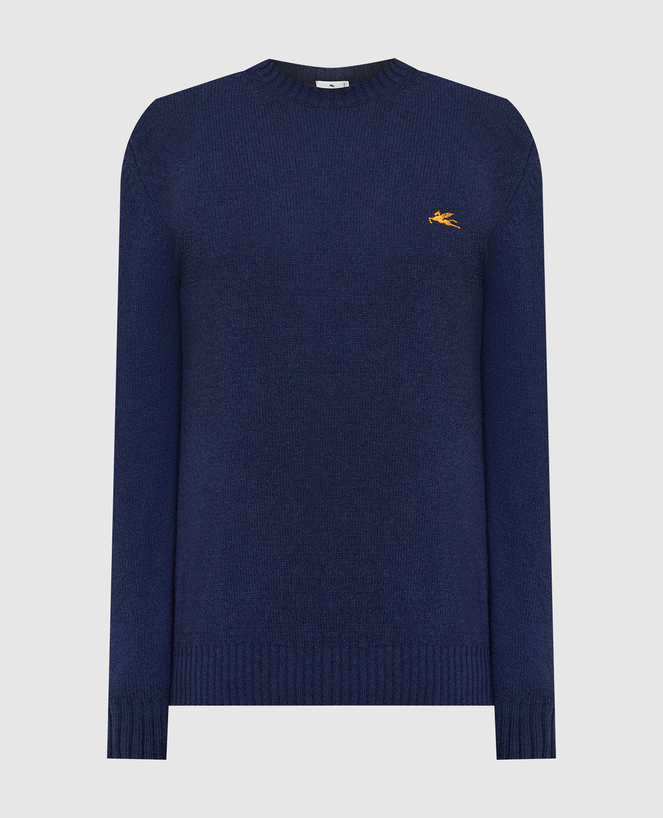 Темно-синий свитер из шерсти с вышивкой логотипа