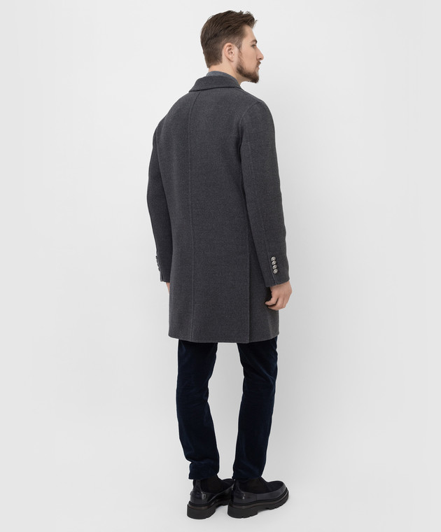 Brunello Cucinelli Серое двубортное пальто из шерсти MQ4219929D изображение 4