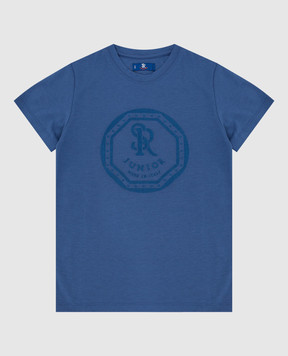 Stefano Ricci Детская синяя футболка с монограммой YNH7200070803