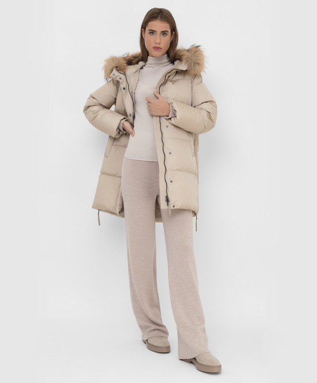 Max Mara Weekend - Светло-бежевая пуховая куртка Bembo с мехом