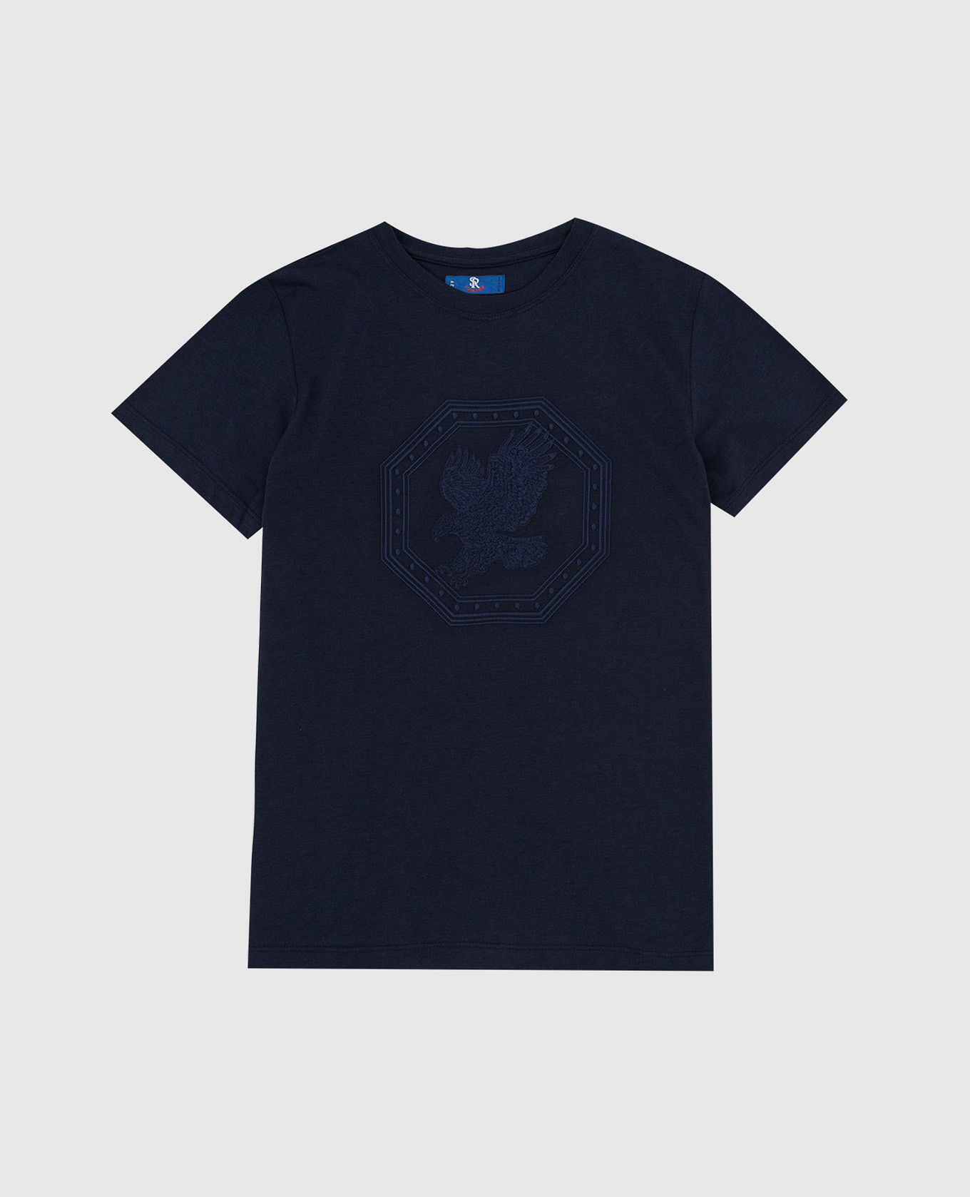Детская темно-синяя футболка с вышивкой эмблемы