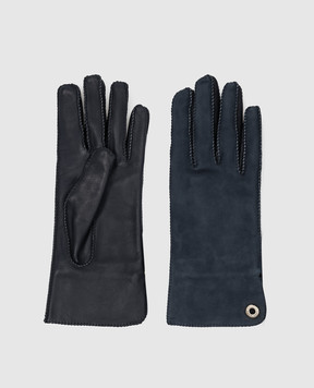 Loro Piana Темно-синие замшевые перчатки FAF8575