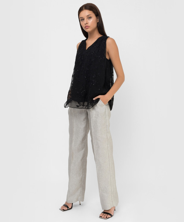 Brunello Cucinelli Linen trousers with lurex MF598P7245 image 2