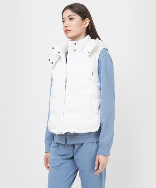 Brunello Cucinelli Белый пуховый жилет с разрезами MH5872649 изображение 3